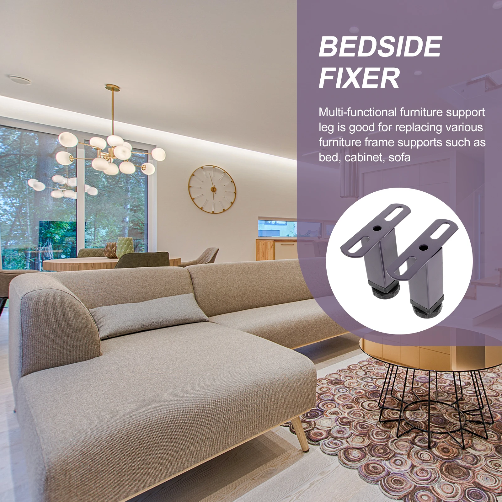 

2 Pcs Bed Frame Support Legs Iron Adjustable Furniture Riser Center Replacement Strong Capacity Easy Install Save Time Effort