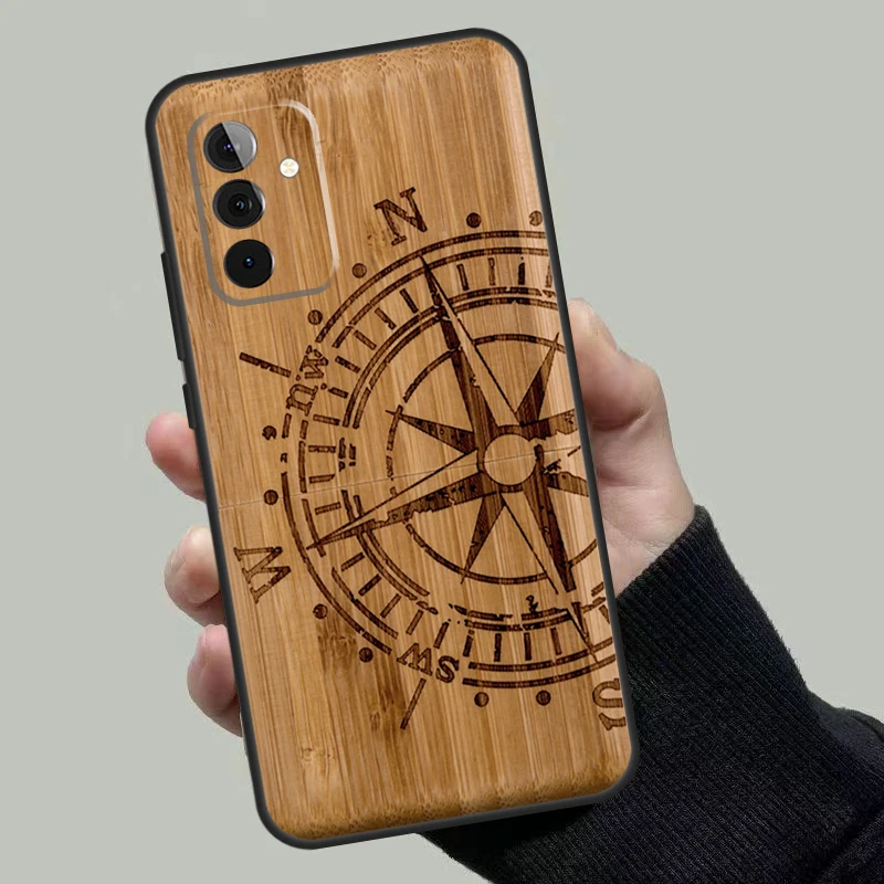 Natural Bamboo Wood Animal Print Case For Samsung Galaxy A53 A33 A23 A13 A52 A32 A22 A12 A51 A71 A14 A24 A34 A54 A52S Coque