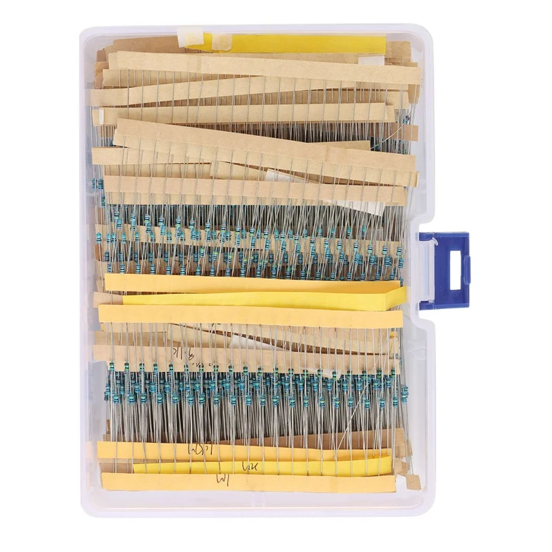 Conjunto de resistores de filme metálico sortido, capacitores fixos, 130 valores, 1, 8W, 0,125 W, 1% metal, 2600 unidades