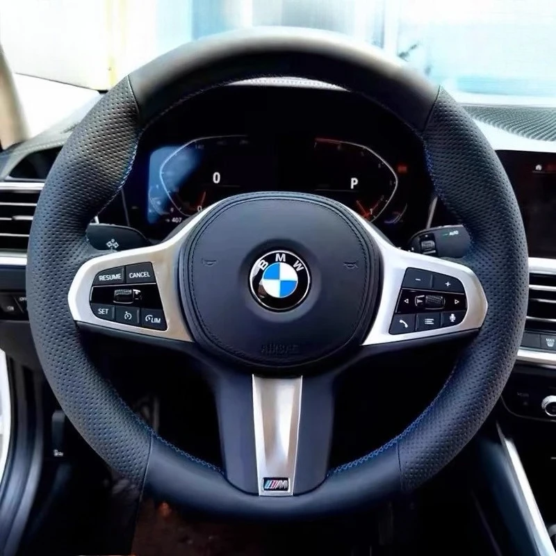

For BMW M Sport G30 G31 G32 G20 G21 G14 G15 G16 X3 X4 Hand-stitched black Genuine Leather Car Steering Wheel Cover