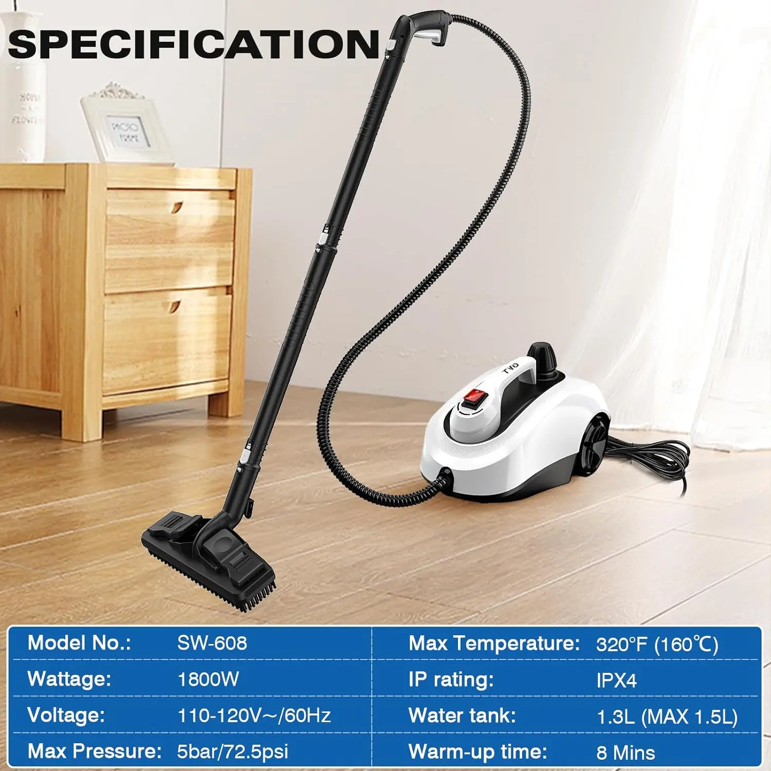 Steam Cleaner, Heavy Duty Canister Steamer with 28 Accessories, Steam Mop with 5M Extra-Long Power Cord for Home Floor Cleaning,