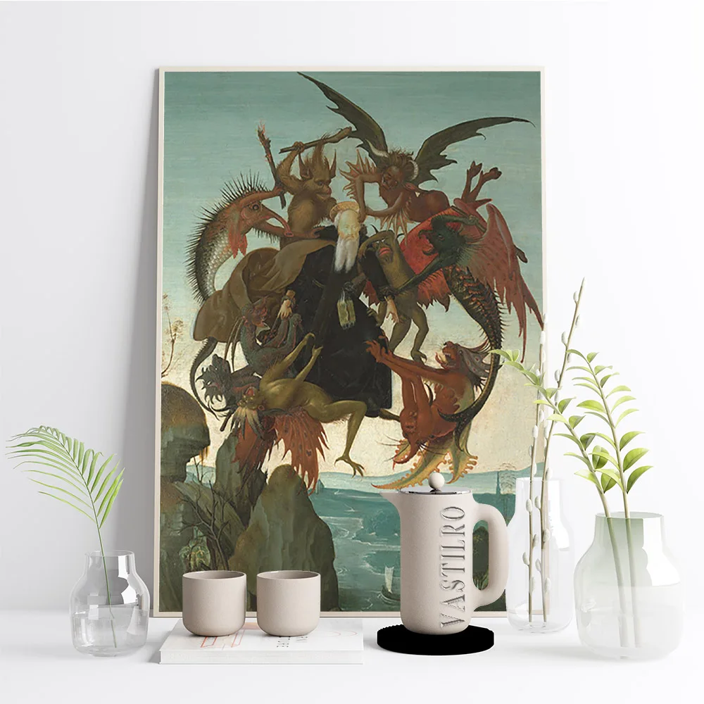 Michelangelo Buonarroti Poster The Torment Of Saint Anthony Antique Religiou Print Art Wall Picture Decor Gift Canvas Painting view 2