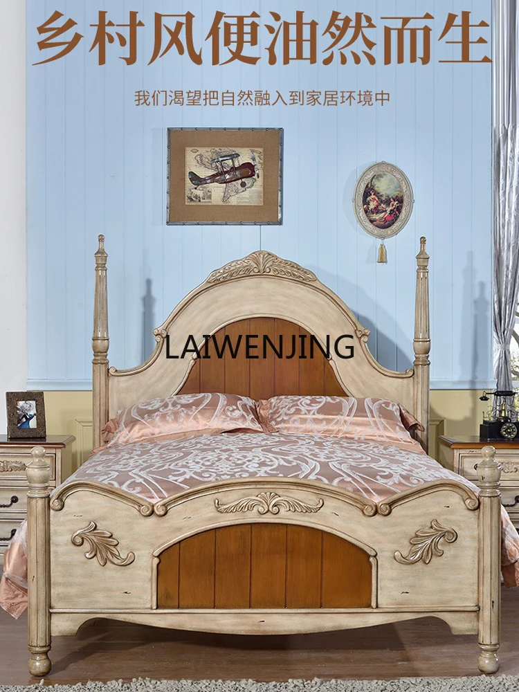 

LYN American country solid wood double bed European retro simple bed American furniture