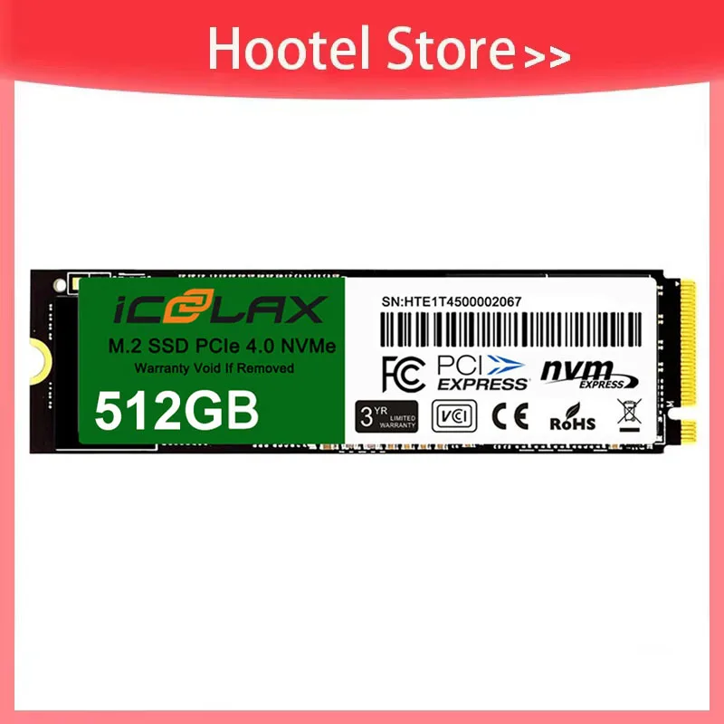 ICOOLAX 512GB SSD Solid State Drive M.2 NVMe Protocol PCIe 4.0 2280mm Read Up to 5000mb/s