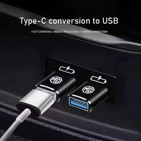 Car Type-C To USB Adapter Fast Charging Connector For MG HS MG4 EV Cyber X MARVEL R ZS ES5 ONE Cyberster MG3 MG5 MG7 MG6 EZS