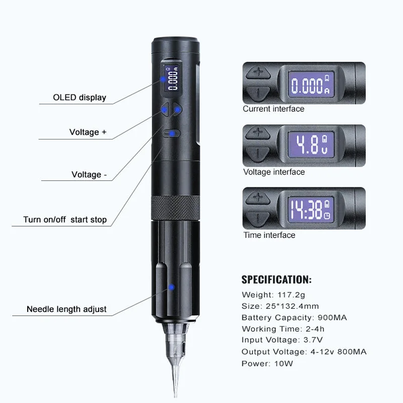 Professional K6003 Tattoo Machine 3.5mm Stroke Wired Wireless Dual Mode Tattoo Pen Hollow Cup Motor for Permanent Makeup