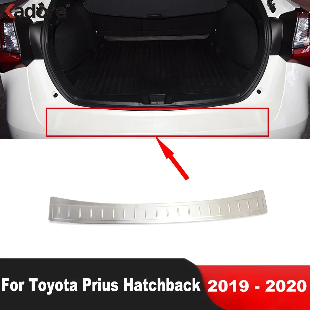 

For Toyota Prius 2019 2020 Hatchback Steel Car Rear Trunk Bumper Cover Trim Tailgate Door Sill Plate Protector Guard Accessories