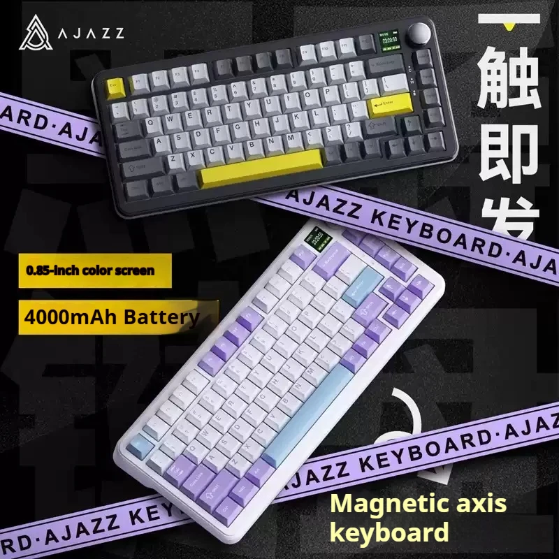 

AJAZZ ak820 max Механическая клавиатура с магнитной осью и боковой гравировкой для киберспорта, беспроводная связь Bluetooth, трехрежимная RT, регулируемая клавиатураpath