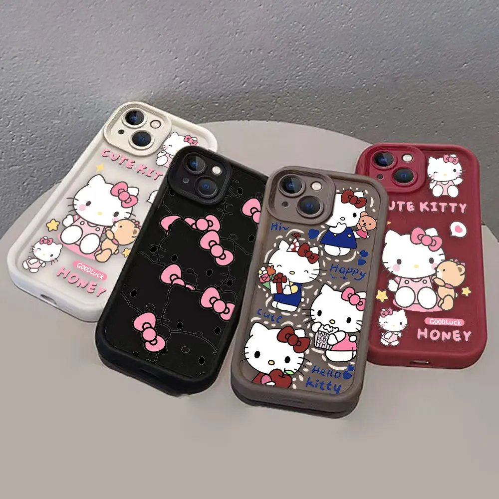 

Anime Cartoon Cat Hello Kitty Cover Phone Case For Xiaomi Redmi Note 13 12 12s 11 11s 10 9 9s 8 A3 A2 A1 Color TPU Case Funda