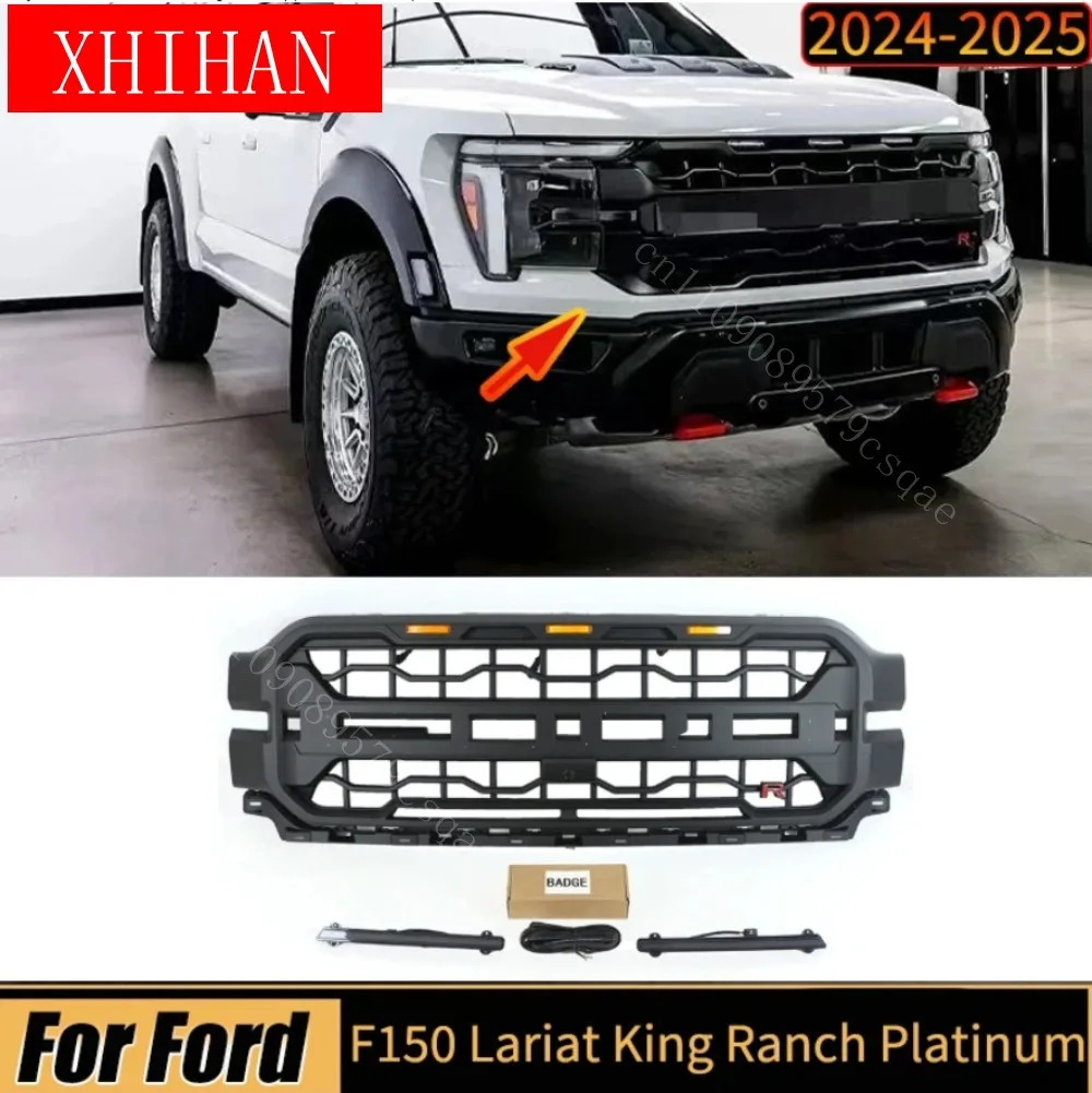 Racing Grills for Ford F150 2024 2025 Lariat King/Ranch/Platinum Front Hood Grille Bumper Upper Guard Protector Cover Auto Parts