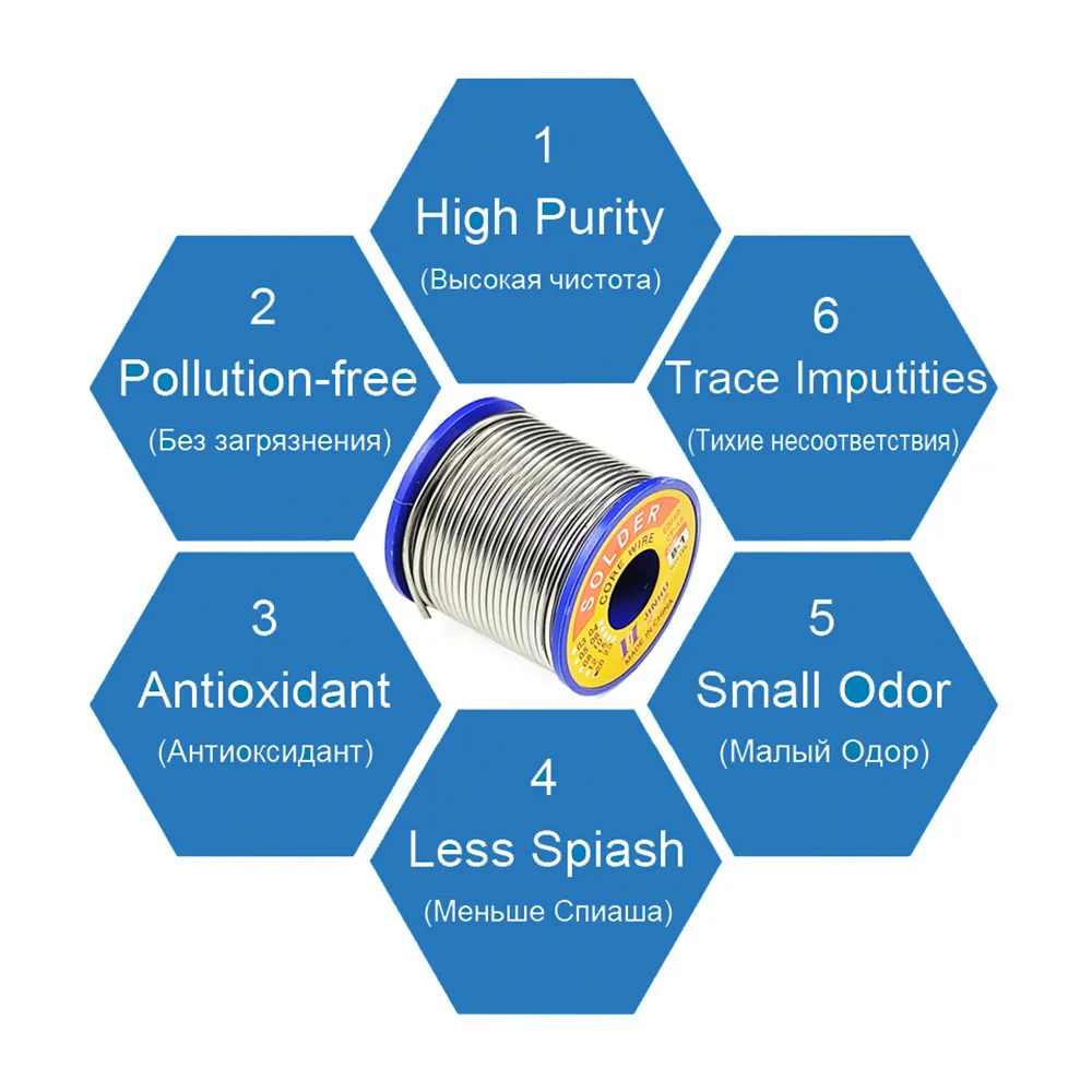 500g CF-10 Solder Wire Tin 0.5/0.6/0.8/1.0/1.2/1.5/2.0mm Roll Clean Rosin Welding Core Soldering Wire Flux Reel Tube