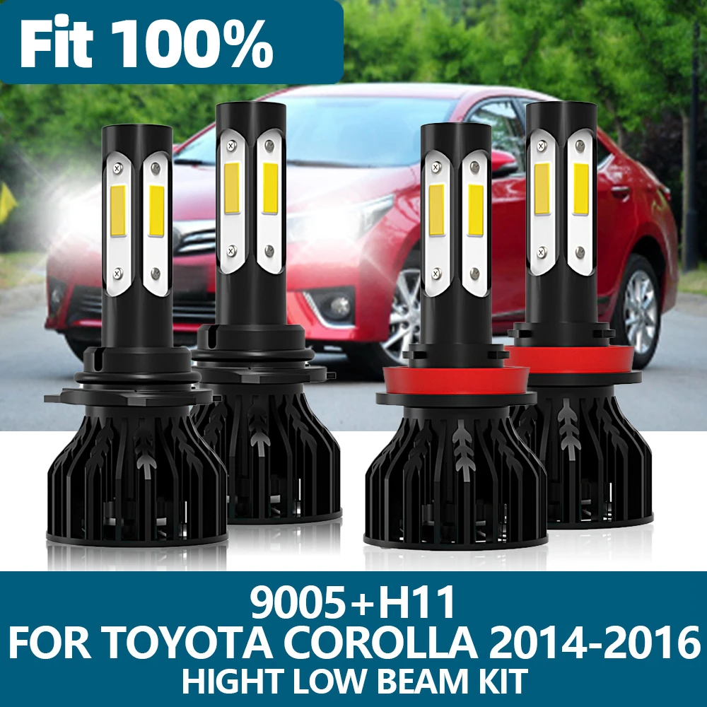 

4Pcs LED Headlight H11 9005 HB3 Car Light 6000K 10000LM 100W COB Chip High Low Beam Bulb Kit For Toyota Corolla 2014 2015 2016