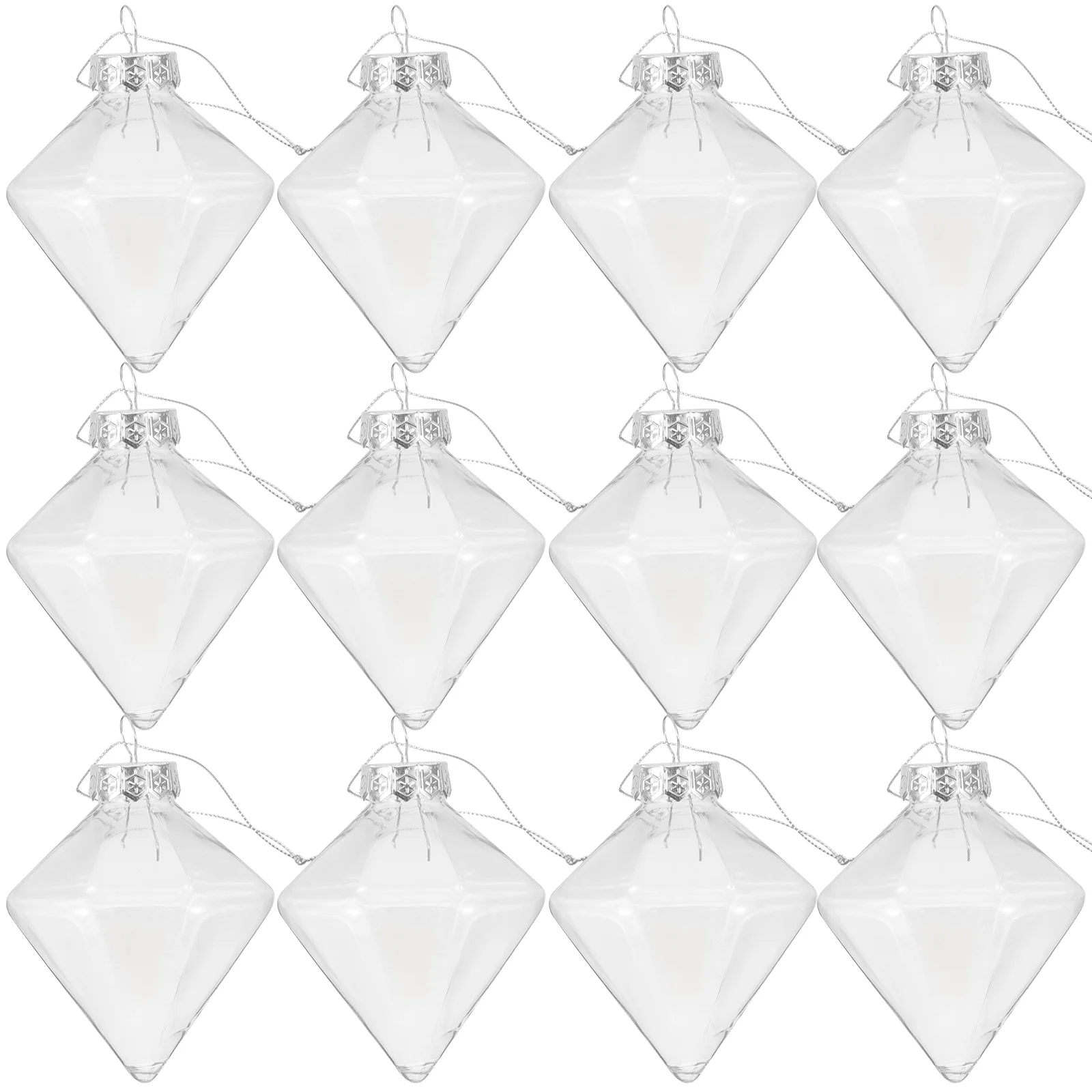 

12 Pcs Diamond Transparent Ball Christmas Tree Decorations Balls Clear Ornaments for Crafts Centerpieces Plastic Small