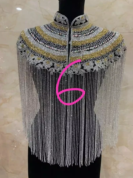 Indian Shawl Heavy Industry Beaded Shawl Long Tassel Cloud Shoulder Handmade Fashion Show Top Ancient Style Shawl Women Top Cape