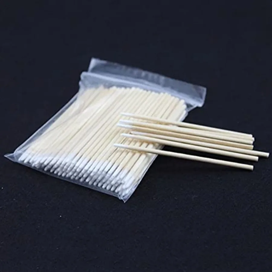 400pcs Microblading Cotton Swab with Wood Handle Small Pointed Tip Head for Eyebrow Tattoo Beauty Makeup Color Nail Seam Dedica