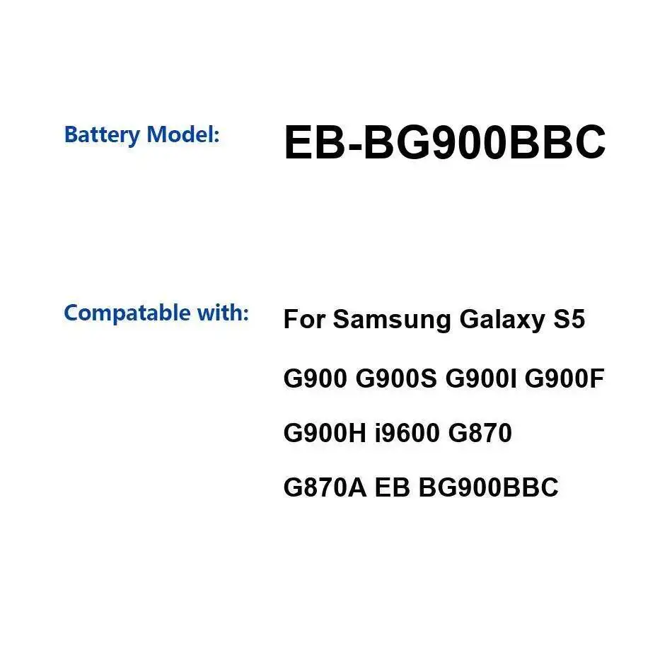 

Аккумулятор мобильного телефона EB-BG900BBC 2800 мАч для Samsung Galaxy S5 G900 G900S G900I G900F G900H I9600 G870 G870A