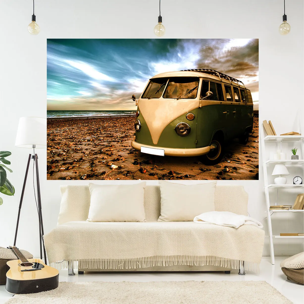 

QdDeco Retro Buses Hanging Tapestries Cars Printed Background Cloths Bedroom Or Living Room Wall Decorations