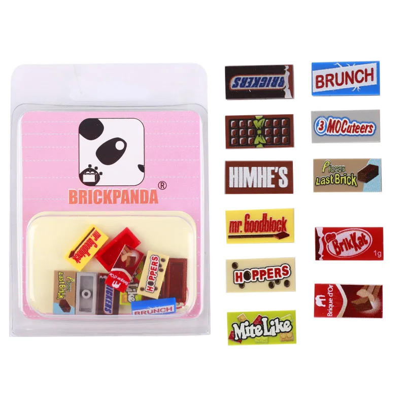 MOC Figures Printed Accessories City Building Blocks Food Dessert Chocolate Crisps Potato Chips Game Board Toys For Kids Gifts