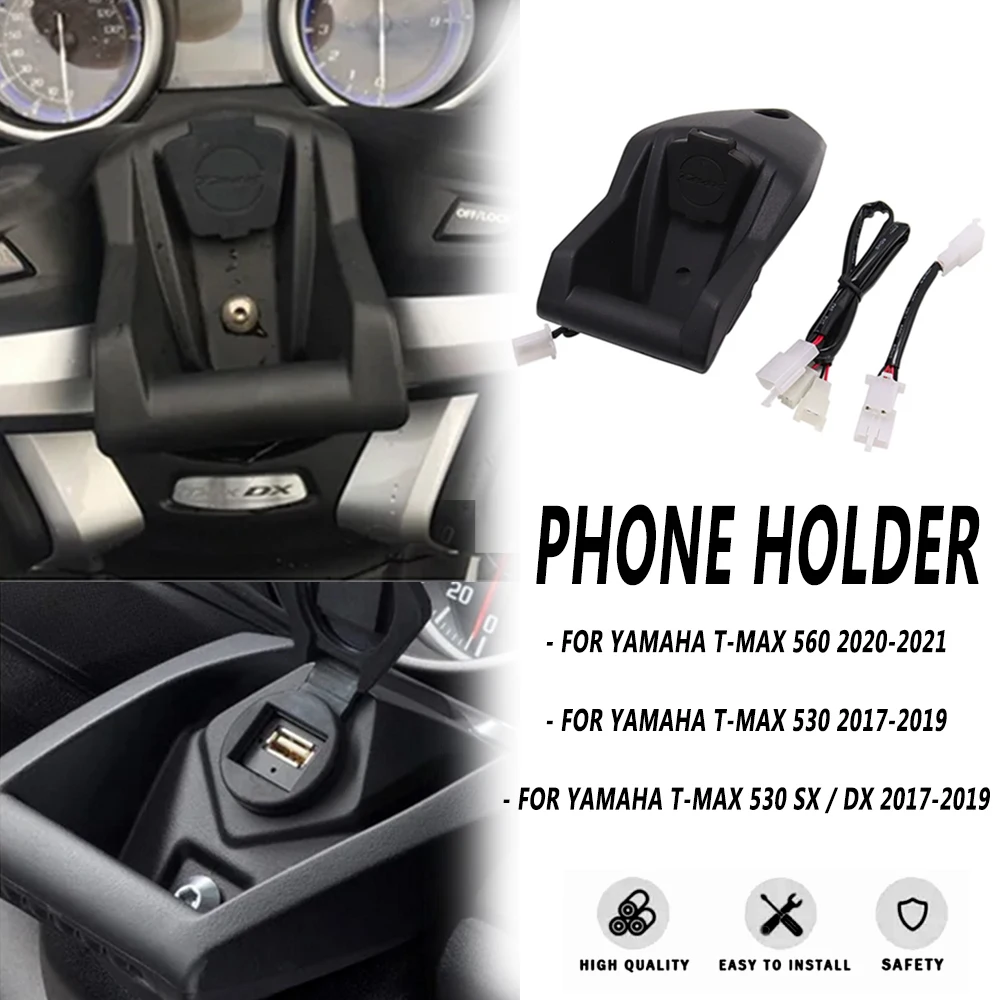 FOR YAMAHA TMAX T MAX T-MAX 530 DX SX T-max 560Motorcycle Phone GPS Navigation Bracket Wireless USB Charging Port Holder Mount