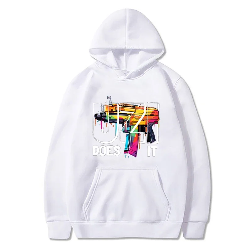 Uzi Does It Submachine Gun Hoodie Funny Sweatshirts Casual Men Comfortable Suitable For Autumn And Ainter