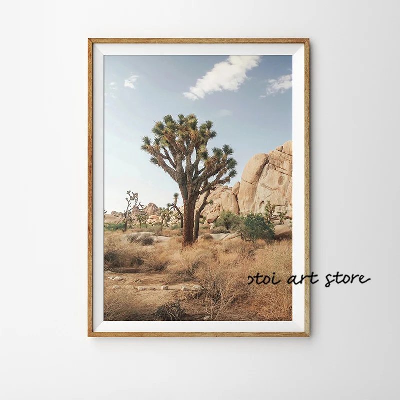 Nature Landscape Desert Joshua Tree Rock  Art Poster Canvas Painting Wall Prints Picture for Living Room Home Decor