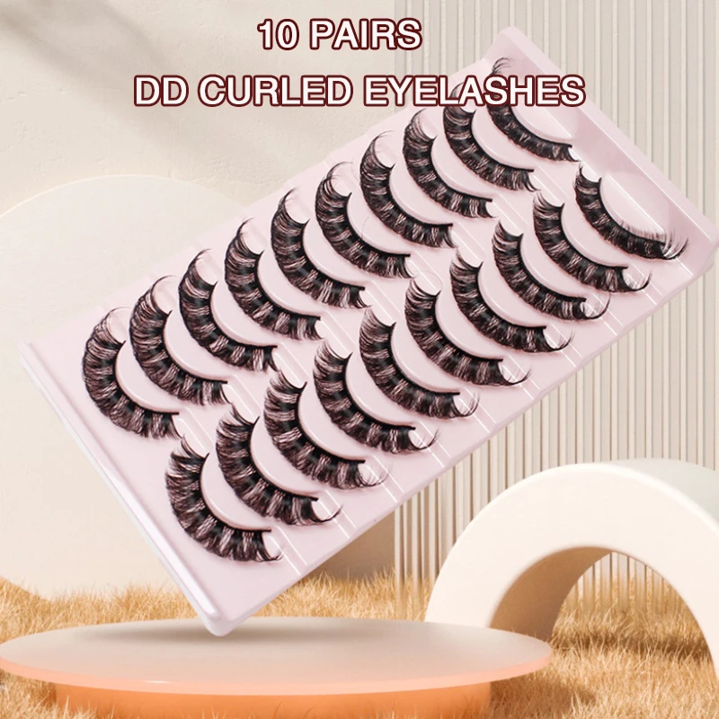 1 Box/10Pairs Natuurlijke DD nertsen Wimper Extensions Bundels Natuurlijke Rusland Individuele cluster Wimper Makeup Tools groothandel Cilia