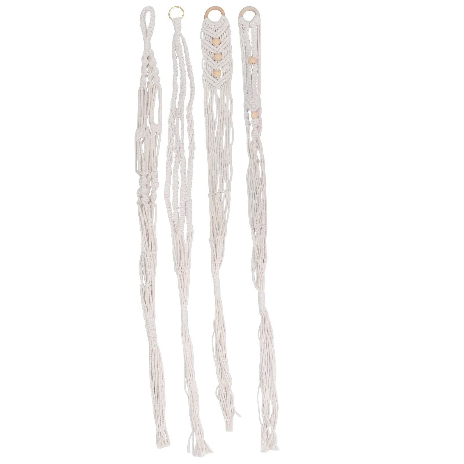 

4Pcs Cotton Rope Flowerpot Hanging Net Hand Knitted Durable Plant Hanger Indoor Outdoor Garden Balcony Home Store Use