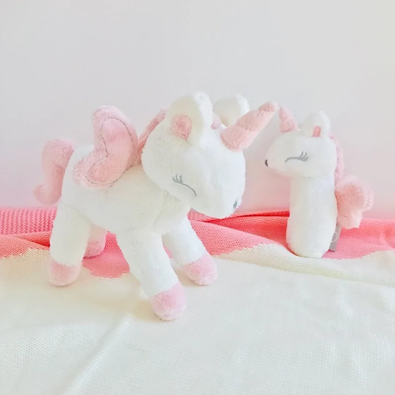 Cute Soft Plush Toys and Baby Rattle - Unicorn Gift for Girl - Adorable Stuffed Animal & Hand Bell for Newborn