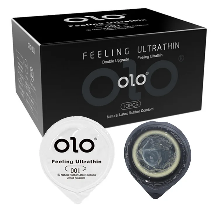 OLO-Manchon de pénis ultra mince, sensation 0.01, acide hyaluronique, latex de caoutchouc, retardement d\'éjaculation, produit jouet InDispensSex