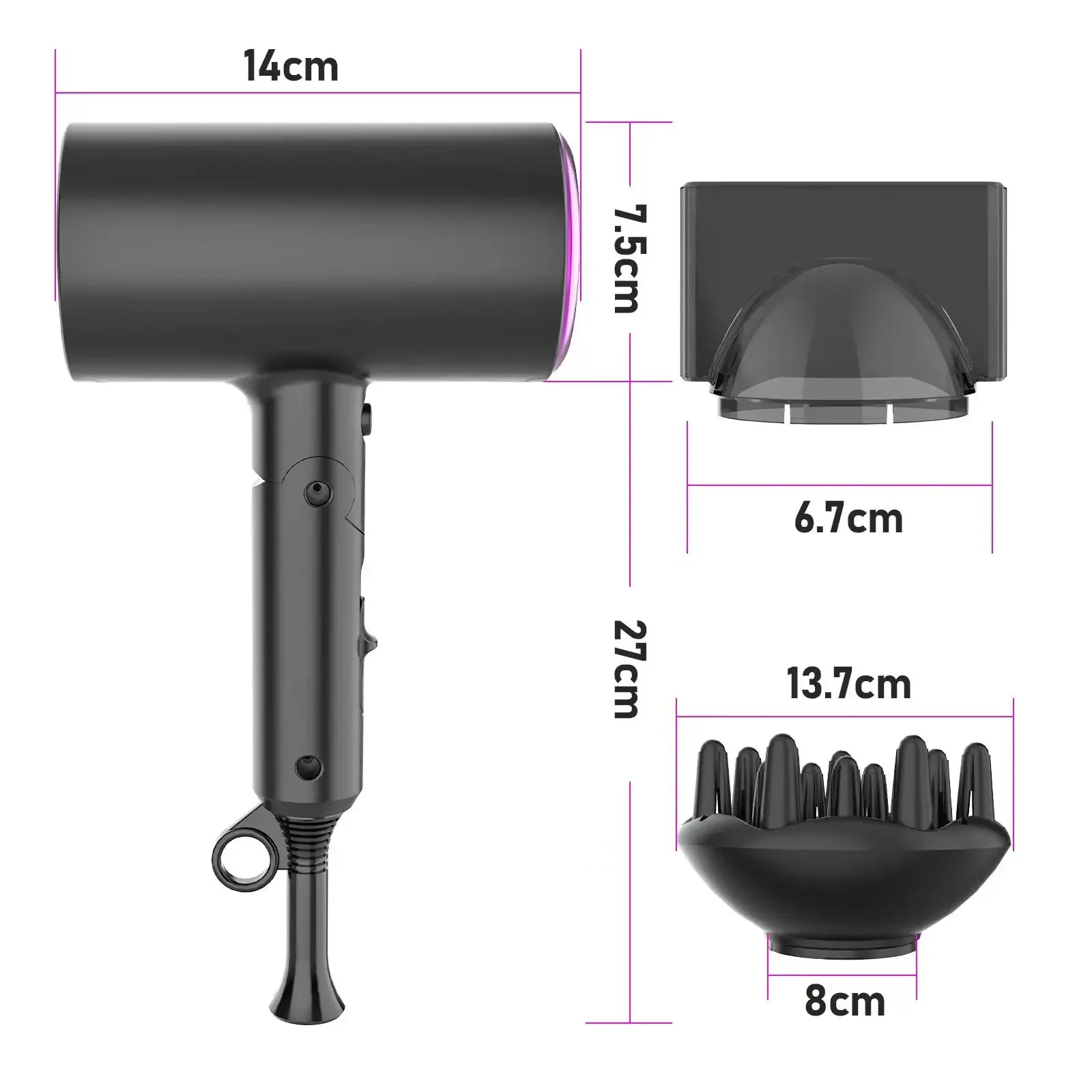 Upgraded New Design Luxury Good Quality Mini Sale Travel Portable Salon Blow Professional Foldable Hair Dryer with Diffuser