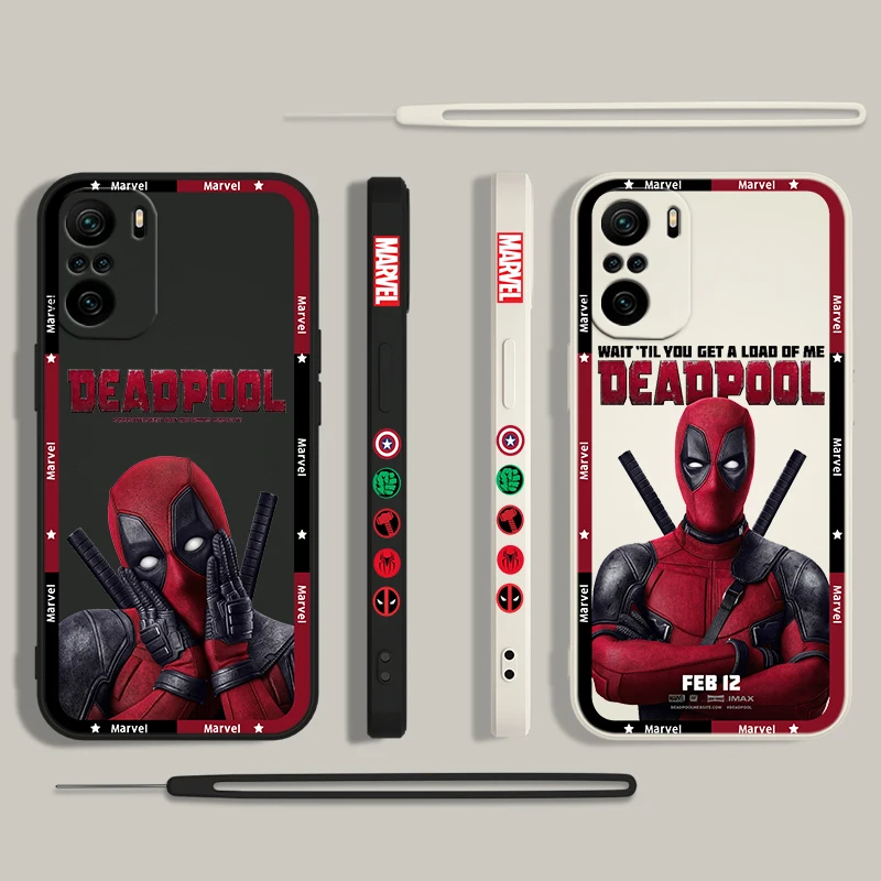 Marvel Superhero Deadpool dla Xiaomi Redmi Note 13 12 12Pro 11 11S 11T 10S 10 Pro Plus 5G etui na telefon z płynną lewą liną