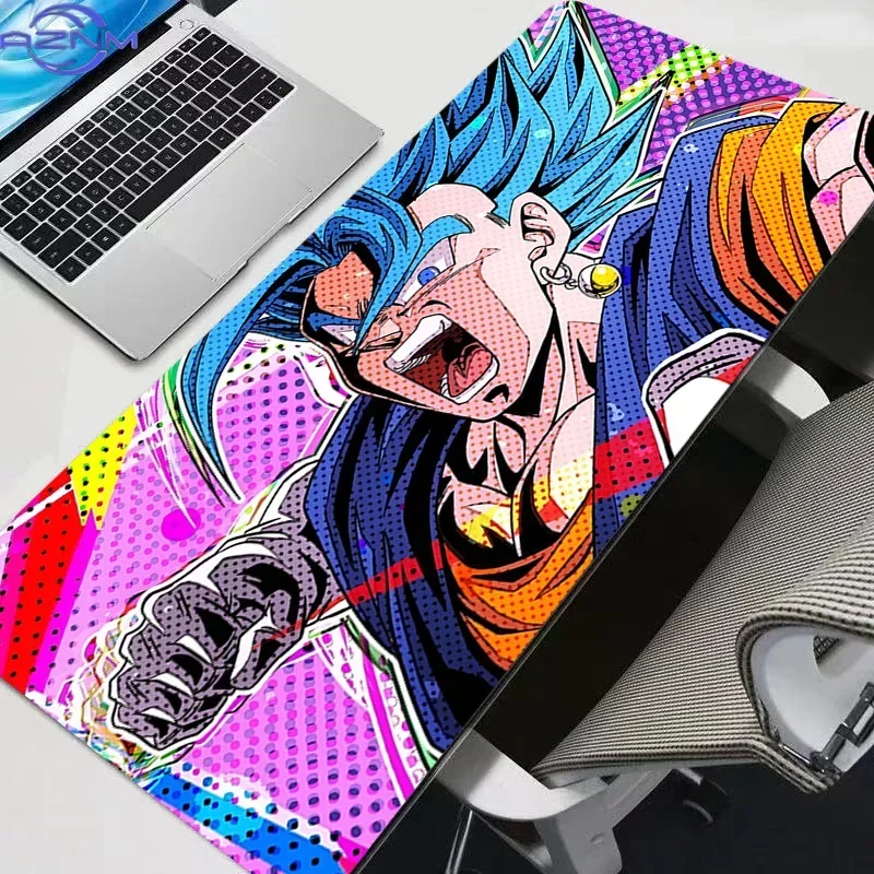 Vibrant Blue Lightning Anime Fighter Large Gaming Mouse Pad, Cool Battle Character Print Non-Slip Lock Edge XXL Desk Keyboard Ma