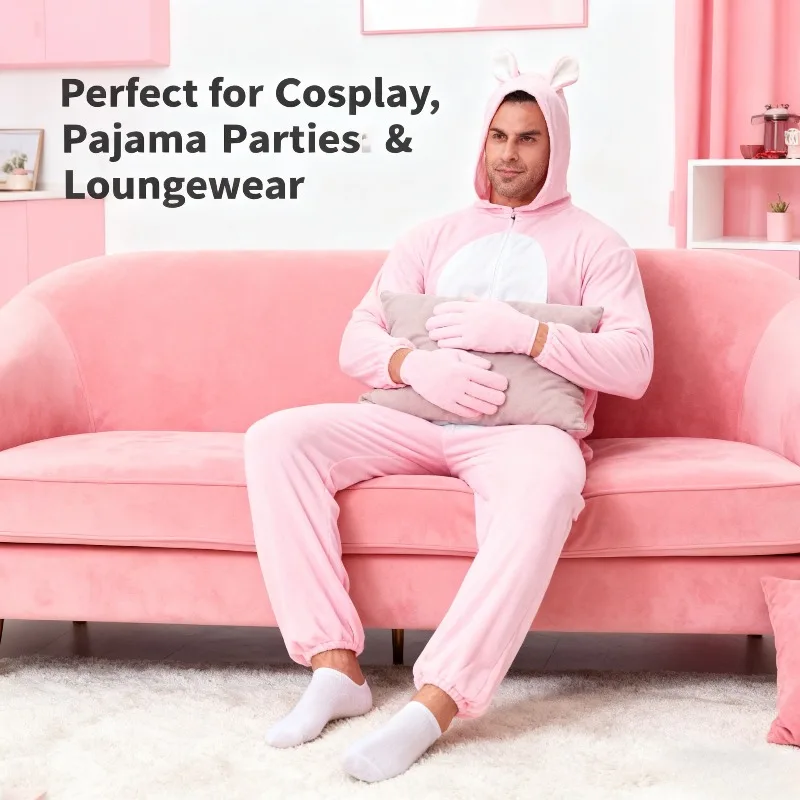 زي الوردي باني للبالغين |   كوسبلاي لطيف على شكل حيوان للجنسين للحفلات التنكرية