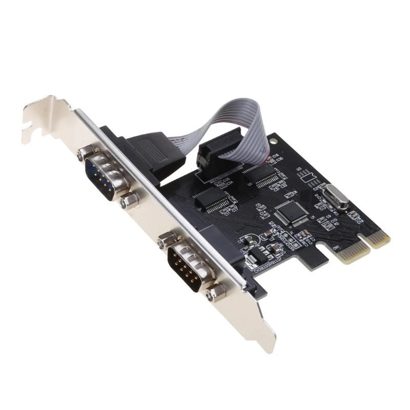 RS232 PCI for Express PCIe to 2 Serial DB9 Adapter Card RS-232 Fast AX99100 Chip Drop shipping