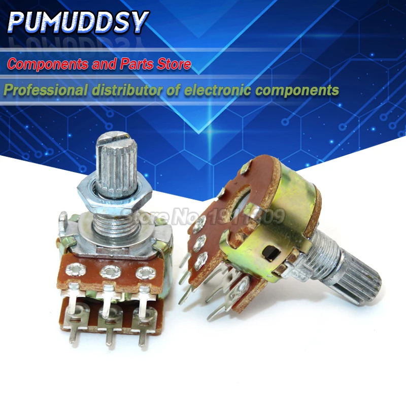2PCS B1K B2K B5K B10K B20K B50K B100K B250K B1M 6Pin Shaft WH148 Wzmacniacz Podwójny Potencjometr Stereo 1K 2K 5K 10K 50K 100K 250K