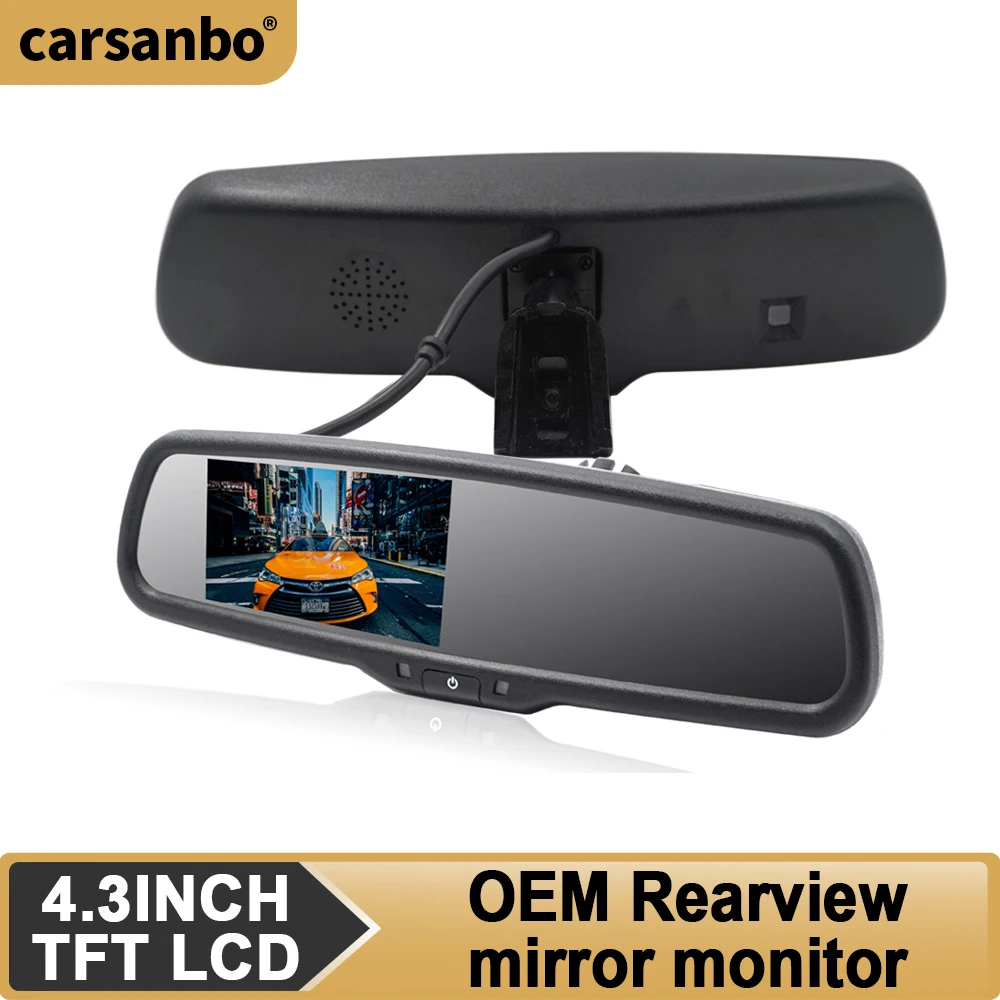 

Carsanbo 4.3 Inch LCD TFT Car Rearview Mirror With 2 Ways Video Input Auto Change Screen Brightness