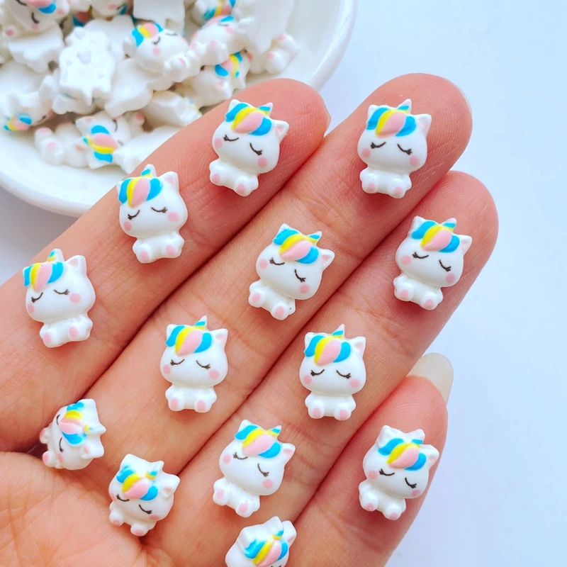 30pcs 3D Resin Nail Cute Cartoon Mini Unicorn Dinosaurs Nail Parts Accessories Kawaii DIY Nail Art Decoration