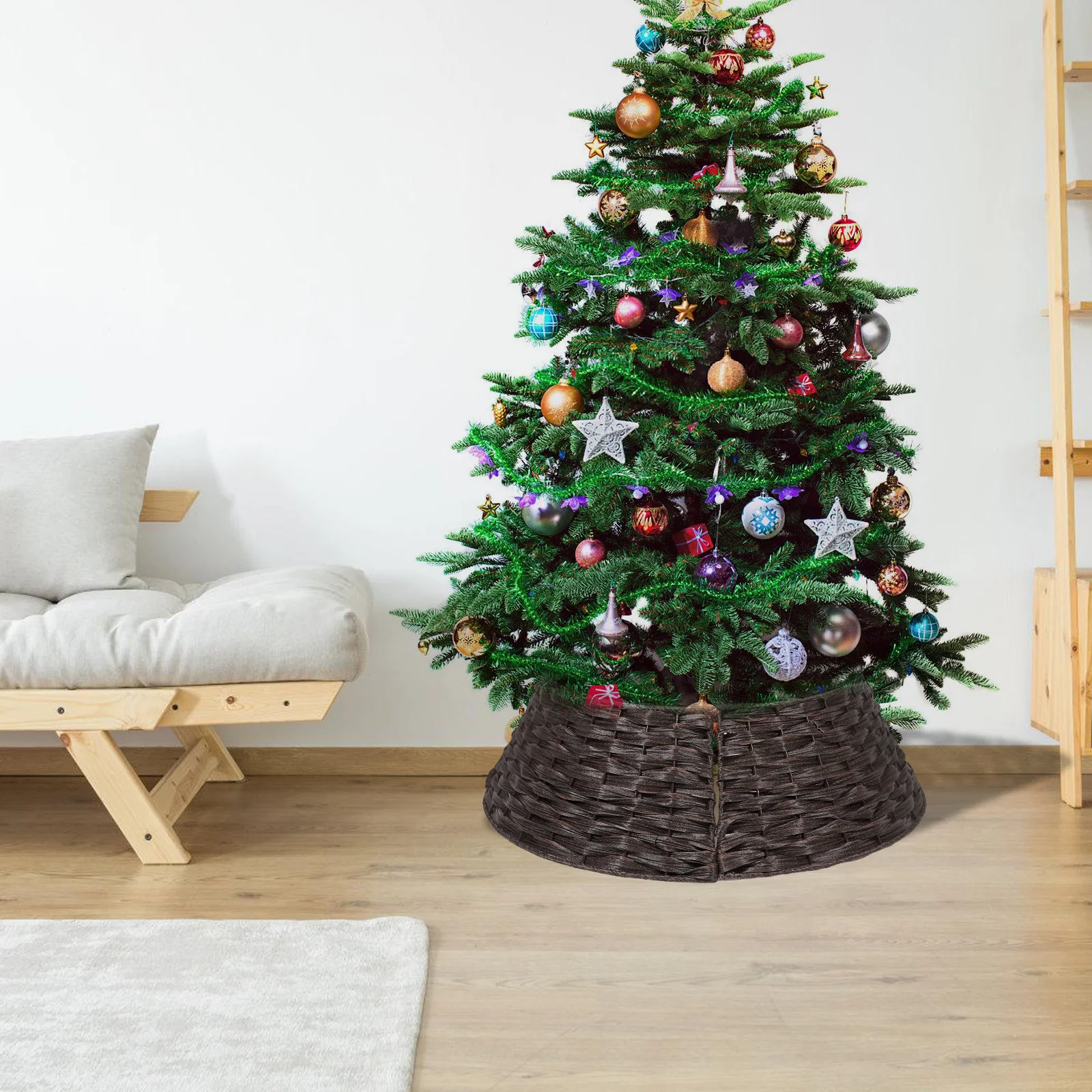 

Farmhouse Christmas Tree Skirt Plastic Construction for Indoor Outdoor Holiday Decor Tree Collar Hotel Decoration