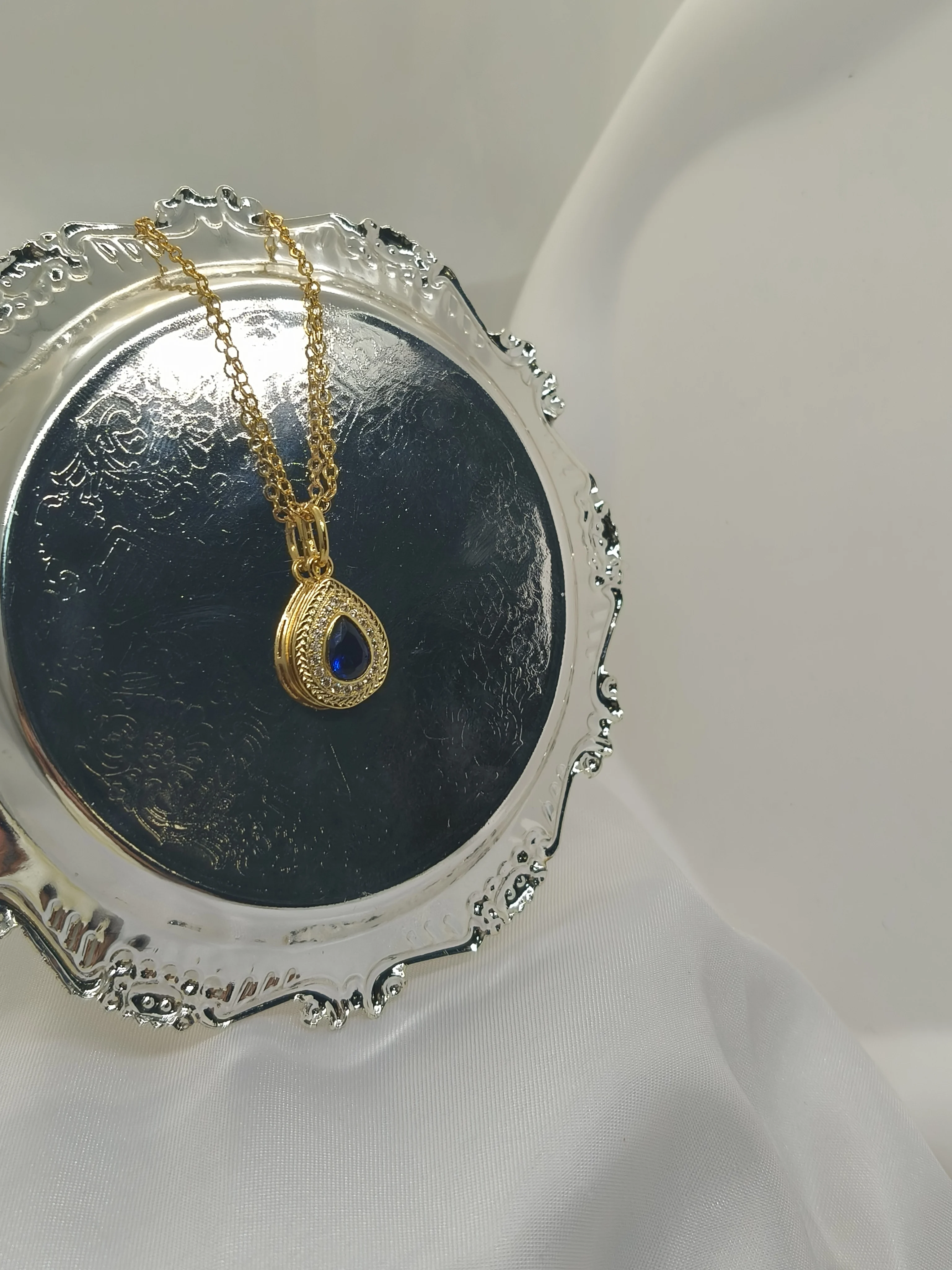 الرجعية الفولاذ المقاوم للصدأ الياقوت الطبيعي/الزمرد قلادة الأحجار الكريمة سلسلة قلادة للنساء غير يتلاشى خمر مجوهرات اكسسوارات #3