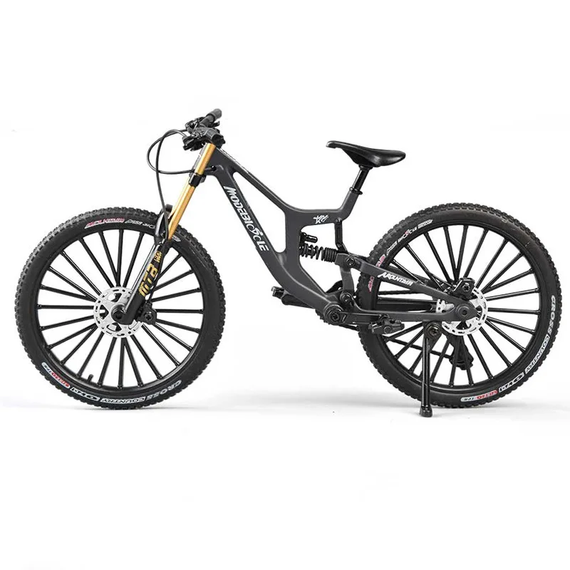 20 cm nowy model roweru ze stopu 1:8, symulacja roweru górskiego z miękkim zawieszeniem, przedni widelec rozsuwany z amortyzatorem, ozdobny.