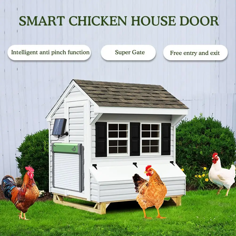 Solar Chicken Coop Door Automatic Chicken Door USB Timer Charging Mode Door Sensor Manual Control Chicken Auto Remote Light W1F1