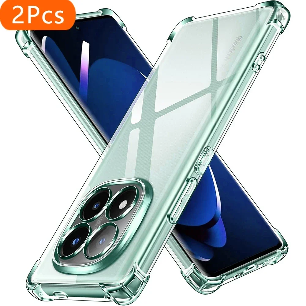 

2Pcs Shockproof Silicone Soft Case For Xiaomi Redmi Note 14 13 12 11 Pro Plus Pro+ 14C 13C 12C 11A 4G 5G Ultra Thin Clear Back C