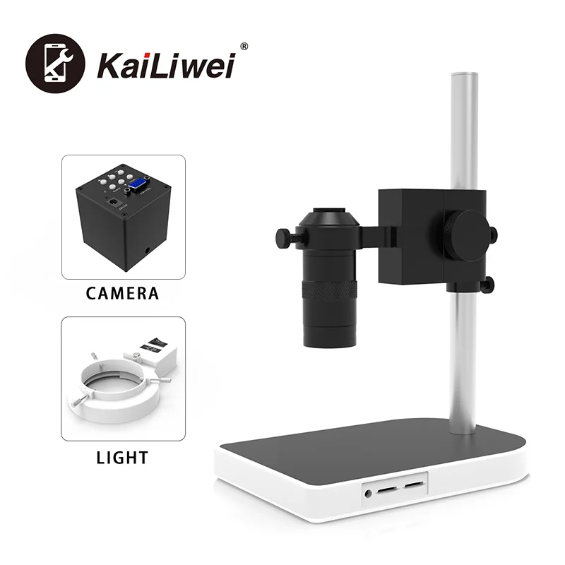 Microscopio Electrónico Digital con cámara de vídeo VGA, lente de montaje 100X C, anillo de luz para reparación de soldadura PCB de teléfono móvil
