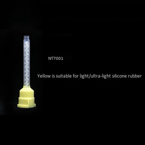 Puntas de mezcla de impresión, dispensador temporal de goma de silicona, cabezal mixto, herramientas de dentista, amarillo, 78mm, 50 unids/lote por paquete