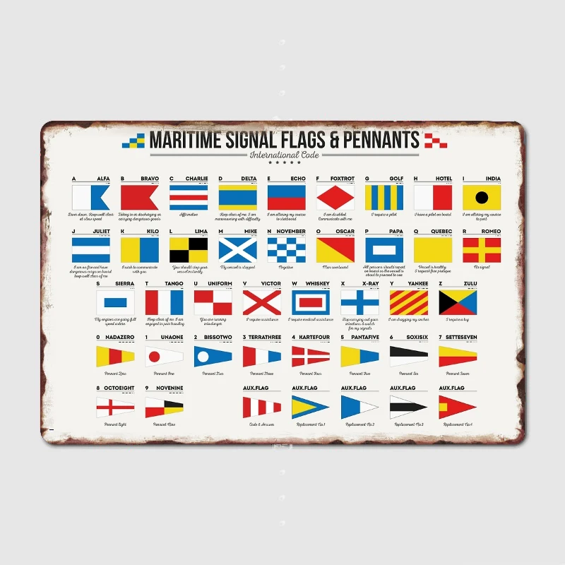 Maritime Signal Flags Metal Plaque Poster Cinema Garage Pub Garage Customize Wall Decor Tin Sign Posters