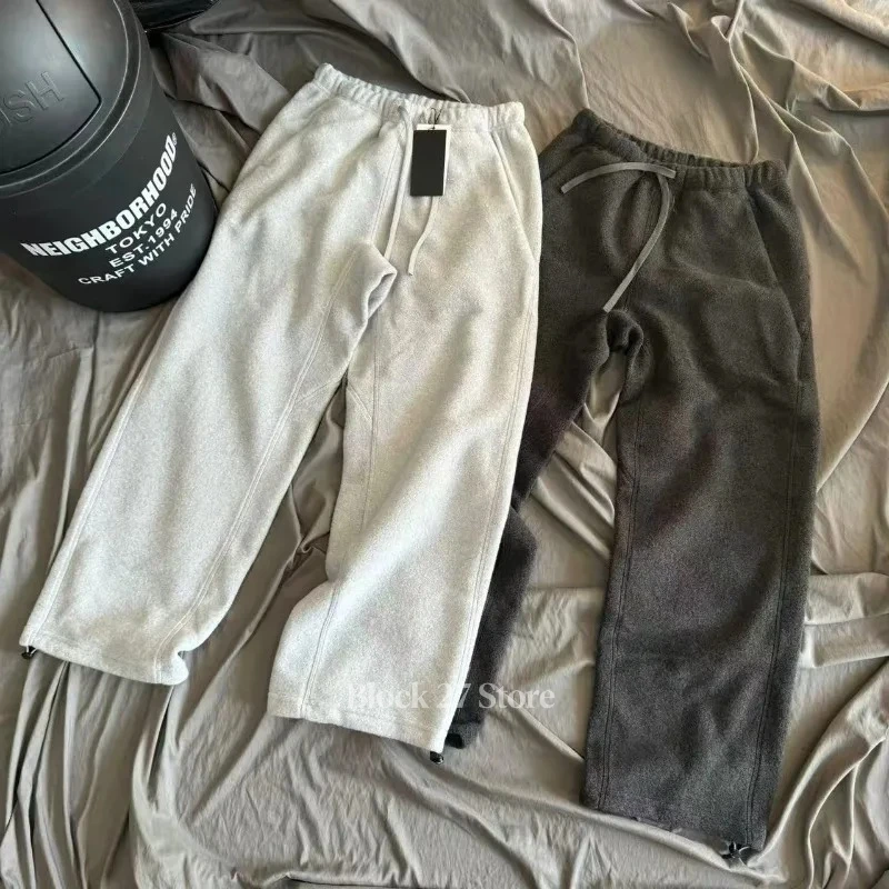 

Мужские спортивные штаны Harajuku, уличная одежда, бархатные широкие брюки, свободный крой, повседневные зимние теплые брюки с завязками, высокое качество, модный тренд, новинка