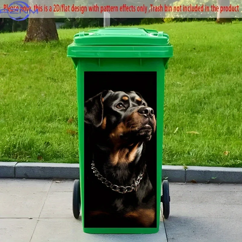 2D Flat Printing 1pc Trash Can Sticker ×inch Vibrant Rottweiler Theme Design Self-Adhesive Wallpaper for Kitchen Bin, Wall & H