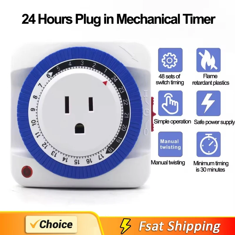 Picture 3: 24 Hours Timer Switch Timer Plug in Mechanical Grounded Programmable Smart Countdown loop Switch Socket Indoor Auto Power off