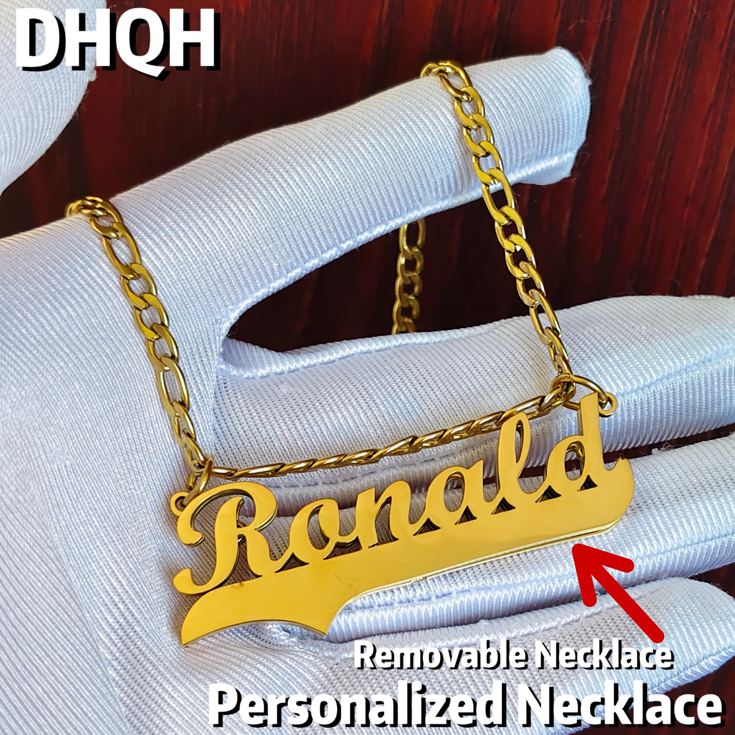 

DHQH Customized Name Double layer Necklace Personalized Letter Double layer 3D Adjustable Necklace Christmas Gift Factory Direct