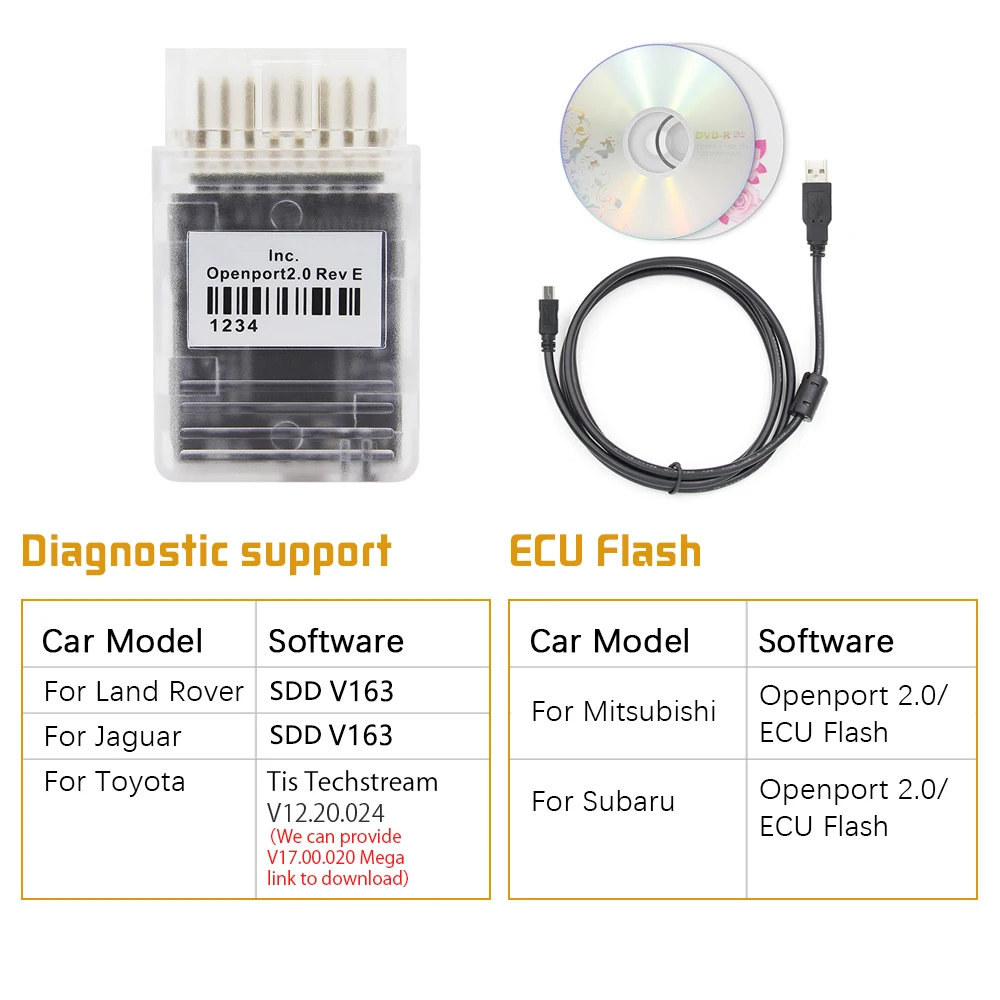 New Openport 2.0 ECU FLASH J2534 ECU Chip Tunning Tool with Full Chip PCB For Toyota For Mercedes Benz OBD2 Car Diagnostic Tool